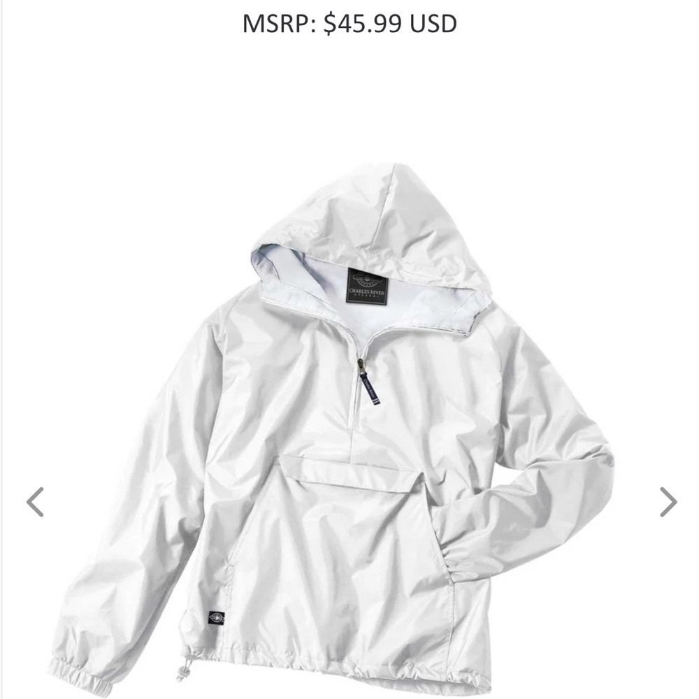 Unisex rainjacket.   Flannel lined, cinch waist hooded rain jacket